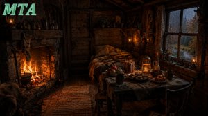 Уютная хижина в лесу • Шум дождя и треск камина для учебы и чтения книг 🔥