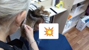 Стрижка каскадная + крупное мелирование на вьющийся волосах