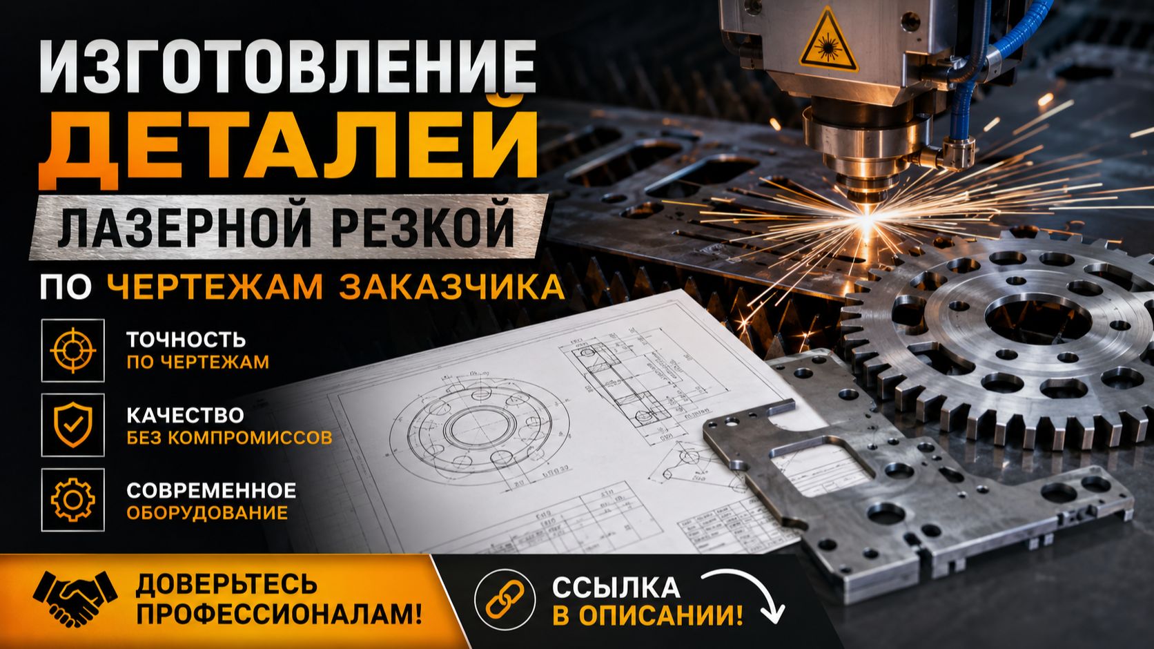 Изготовление деталей лазерной резкой по чертежам заказчика