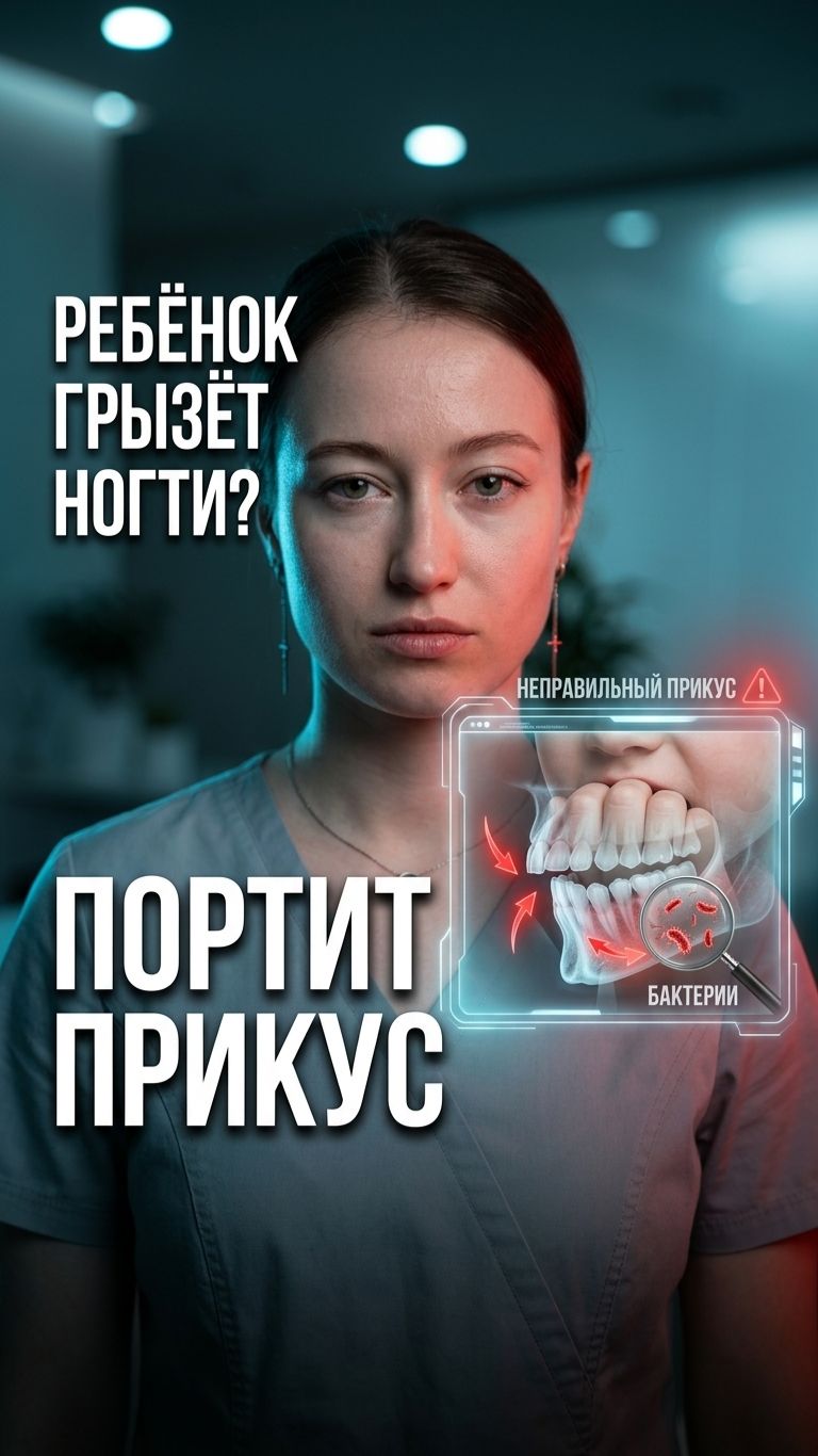 🦷 Ребёнок грызёт ногти — что происходит с зубами (врач объясняет)