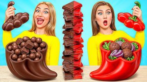 Челлендж. Шоколадная Еда vs Настоящая еда # Смешные Моменты