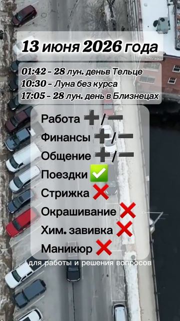 Гороскоп 13 июня 2026 года, лунный день