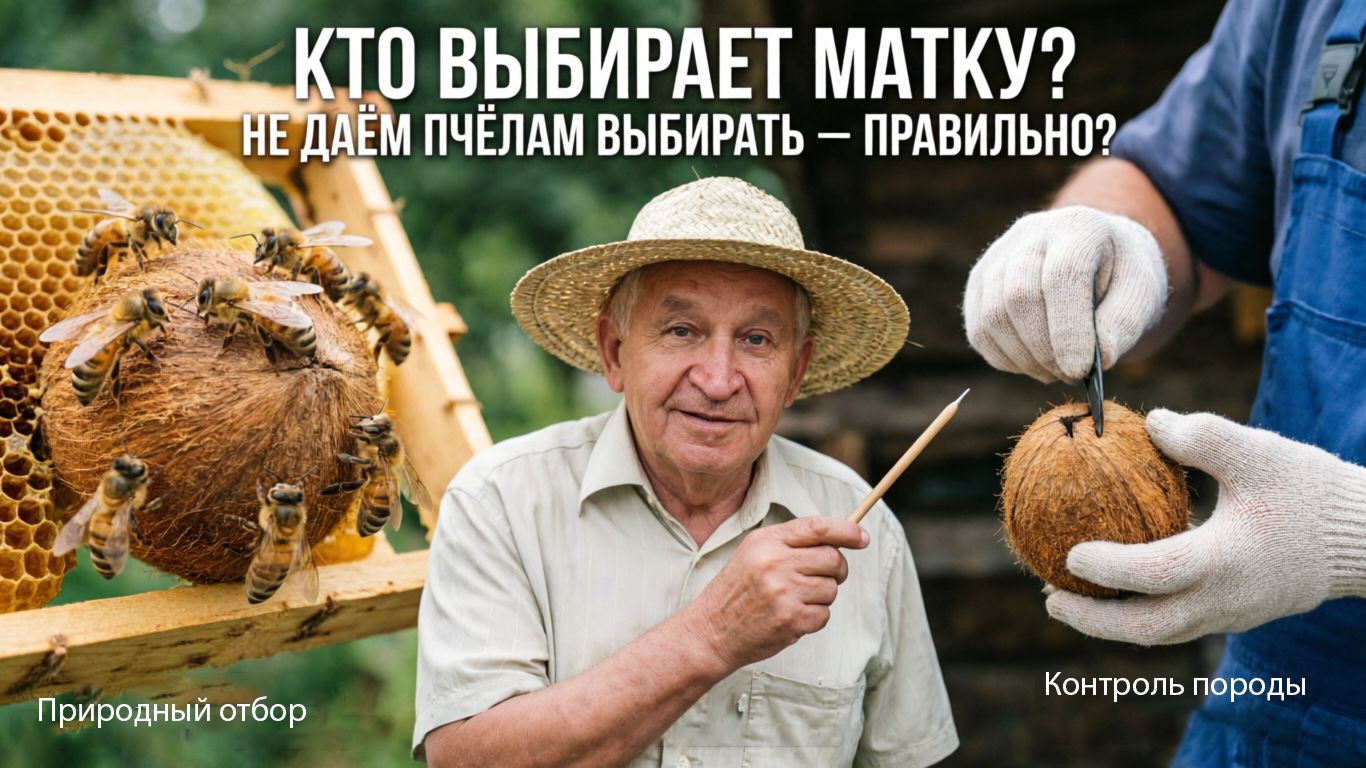 Давать ли пчёлам самим выбирать матку? Отвечает профессор Кашковский 🐝👑