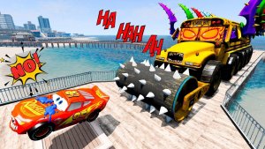 МАШИНКИ МУЛЬТИК Тачки Молния Маквин против Монстр Трака Бульдозера в BeamNG.Drive 💥🚙