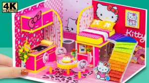 Миниатюрный картонный домик своими руками №62 ❤️ Постройте квартиру Hello Kitty со спальней и горкой