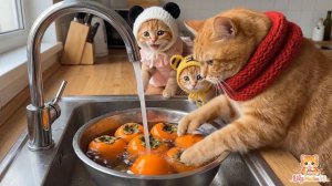 ✦ EP01 #Котенок Ginger Sister и Tiger Hat не может устоять перед высушенной на ветру хурмой мамы-кош