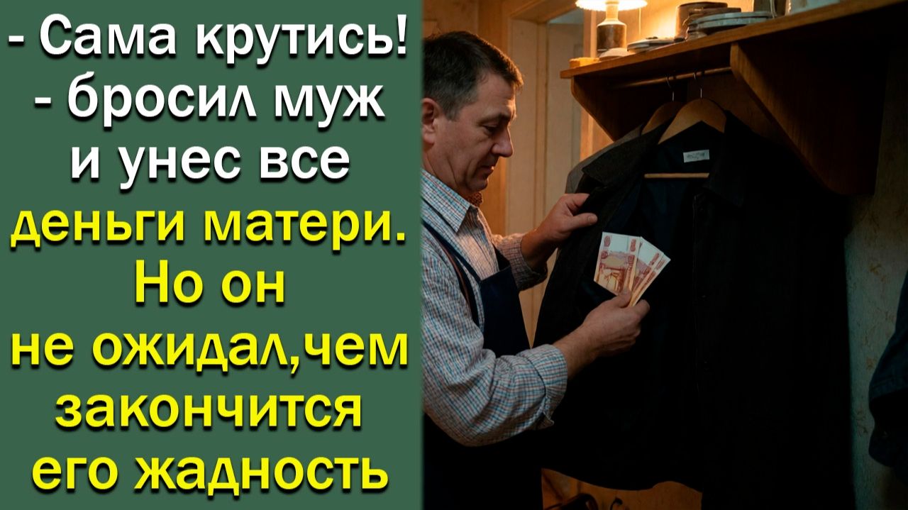 -Сама крутись!- бросил муж и унес все деньги матери. Но он не ожидал, чем закончится его жадность