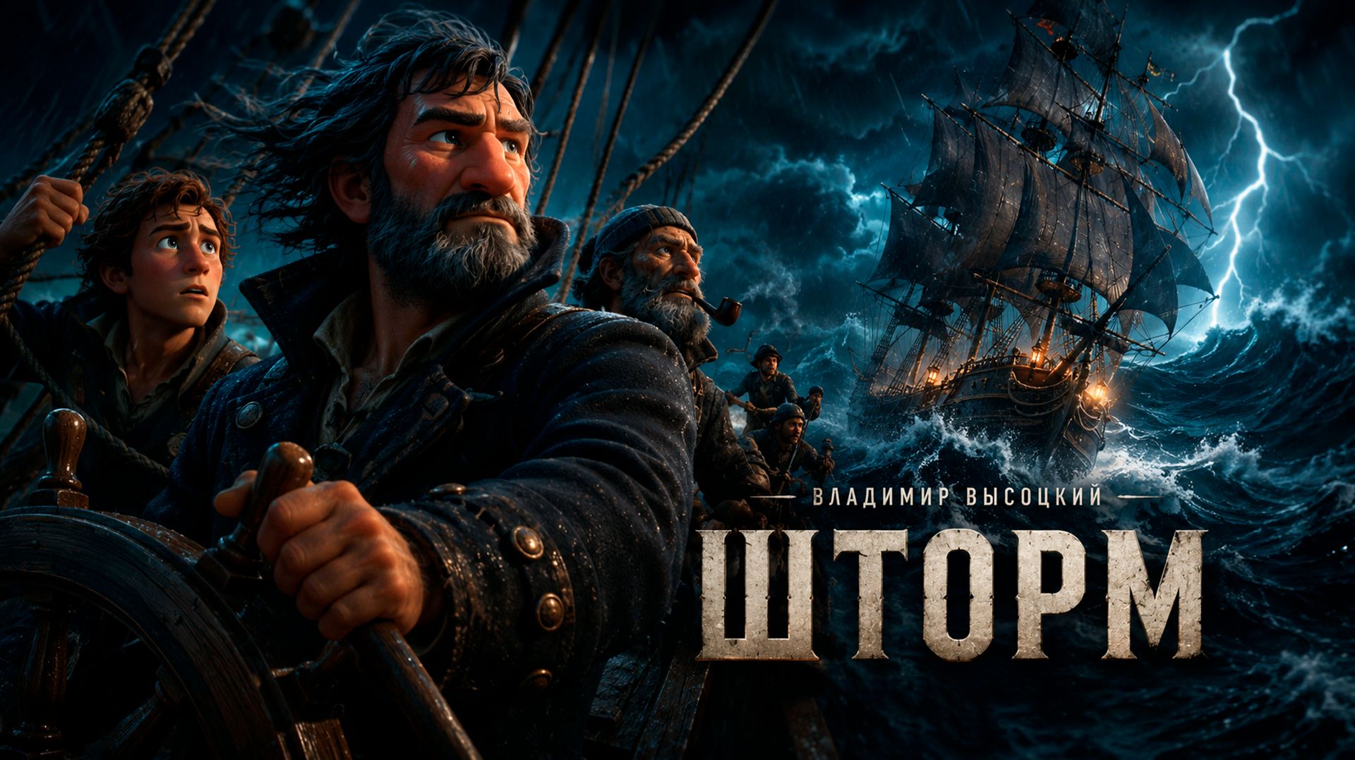 В.С.ВЫСОЦКИЙ — "ШТОРМ". МОЩНЫЙ МОРСКОЙ МУЛЬТФИЛЬМ 3D ПРО МОРЕ И УРАГАН