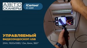 Видеоэндоскоп управляемый USB, 2Мп, 1920x1080, 1.5м, 6мм, 360° iCartool IC-V201