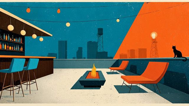Your Private Rooftop Bar After Dark ｜ 1 Hour of 1950s Exotica Jazz with Cat смотреть онлайн