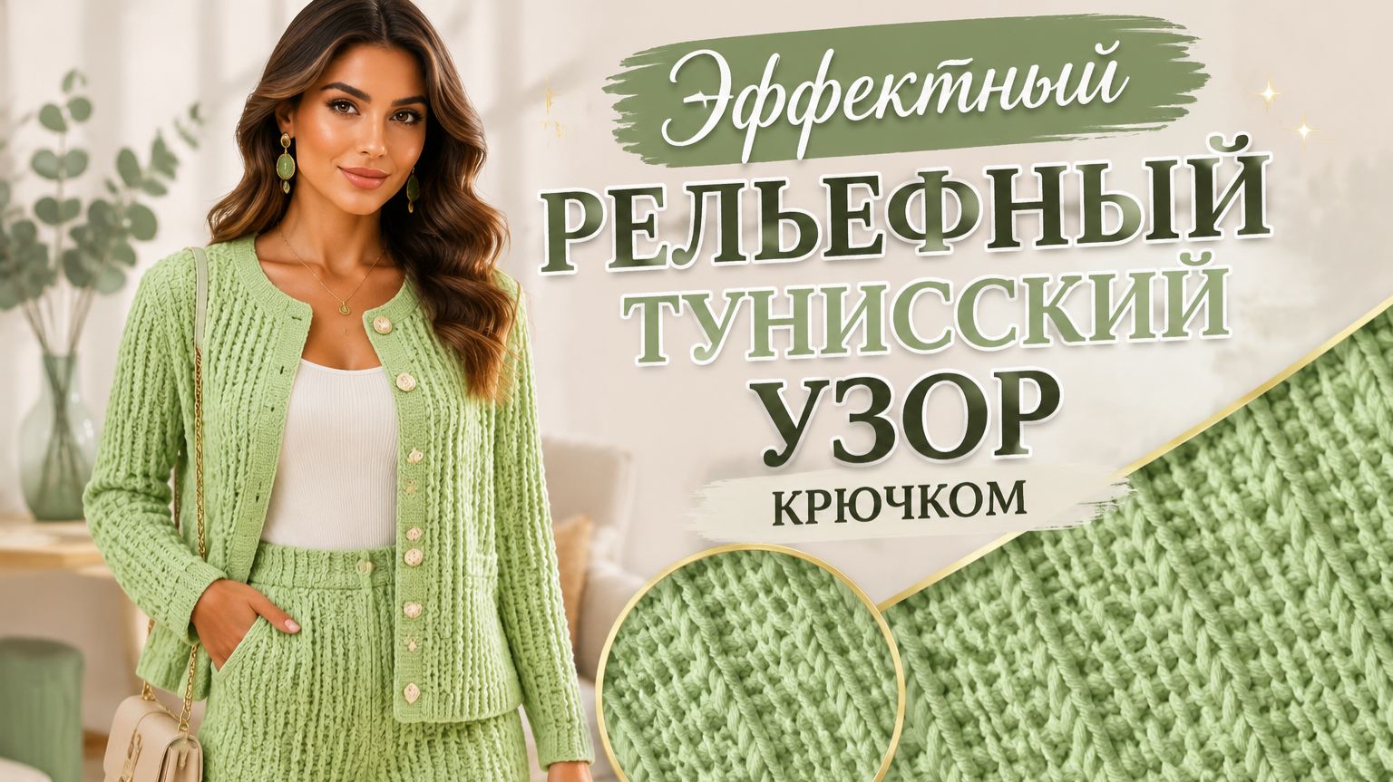 Объемный тунисский узор крючком: эффектный рельефный рисунок для начинающих и не только