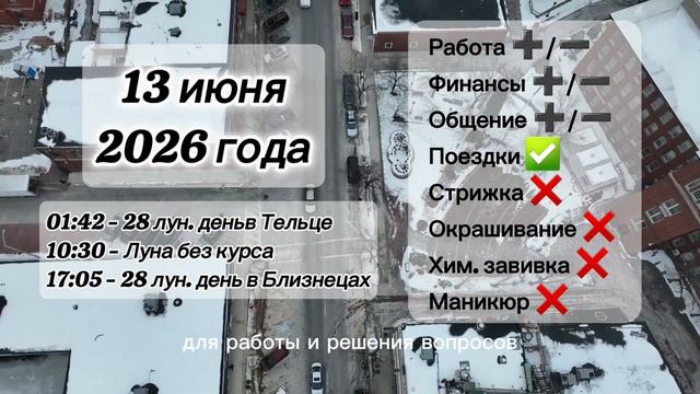 Гороскоп 13 июня 2026 года, лунный день