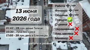 Гороскоп 13 июня 2026 года, лунный день