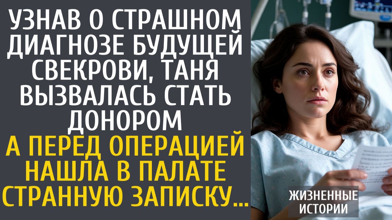 Истории из жизни Узнав о страшном диагнозе будущей свекрови, Таня вызвалась стать донором…