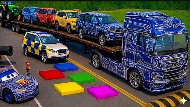 Грузовик Mcqueen Transportation с бортовой платформой | Автомобили против лежачих полицейских