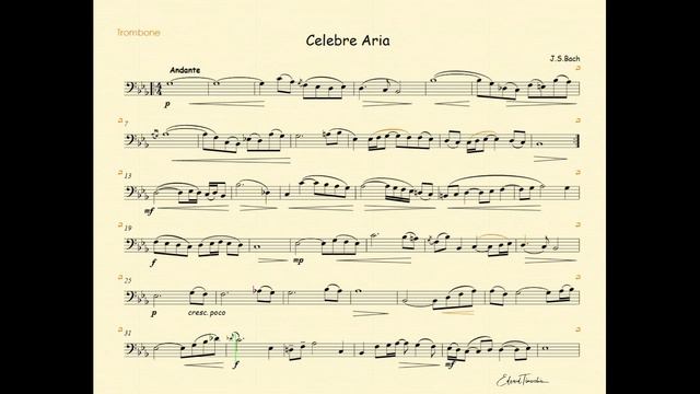 Bach, Johann Sebastian - Celebre Aria - backing track with metronom for trombone