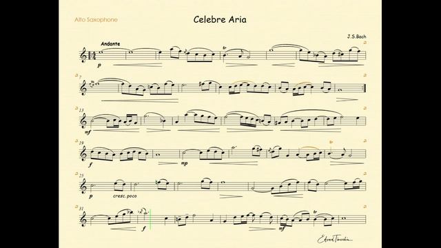 Bach, Johann Sebastian - Celebre Aria - backing track with metronom for alto sax Eb