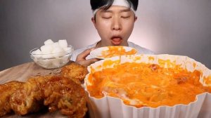 Мукбанг ттокпокки с сыром и курица Еда на камеру