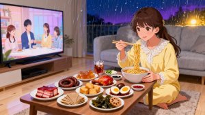 ✨ Уютная уединенная жизнь | Кулинария, прогулка по ночному рынку и вечер кино 🍜🌙🎬 Истории