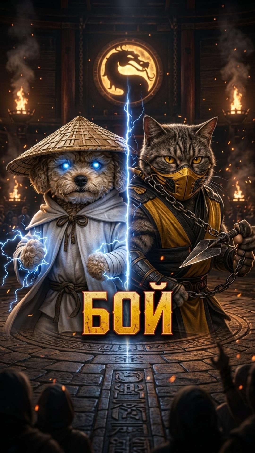 Когда кот и пёс устроили Mortal Kombat ⚡ Финал вас удивит 😂