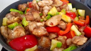 Кунг Пао или обалденная курица 🐔 с овощами 🫑🧄🫚🌶️🫑 в кисло - сладком соусе