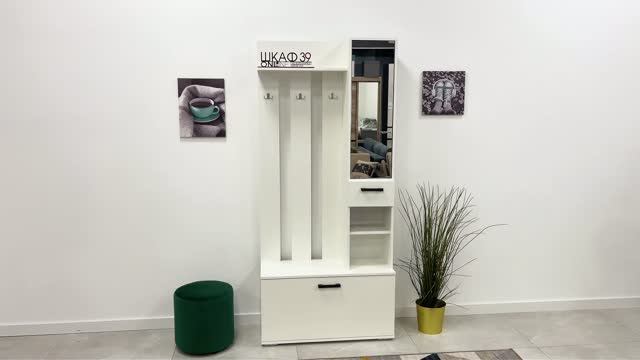 Ника ВЗ910 Вешалка с зеркалом Белый