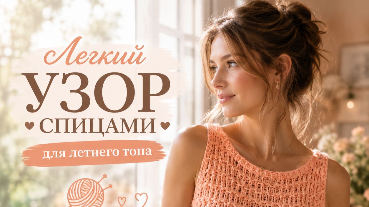 Легкий узор спицами для летнего топа | Красиво, просто и воздушно