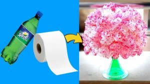 Сделай сам# ваза для цветов из пластиковой бутылки — Цветы из туалетной бумаги — Идеи домашнего деко
