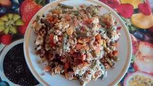 Омлет с мексиканской смесью.