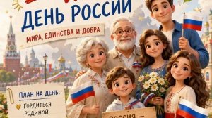 Поздравляю с днём России. Красивая музыкальная открытка.
