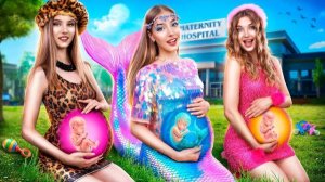 БЕРЕМЕННАЯ РУСАЛКА vs Реальная Девушка! 🧜♀️ Кто станет мамой в школе мамочек? 🍼 [07:15 - 36:40]