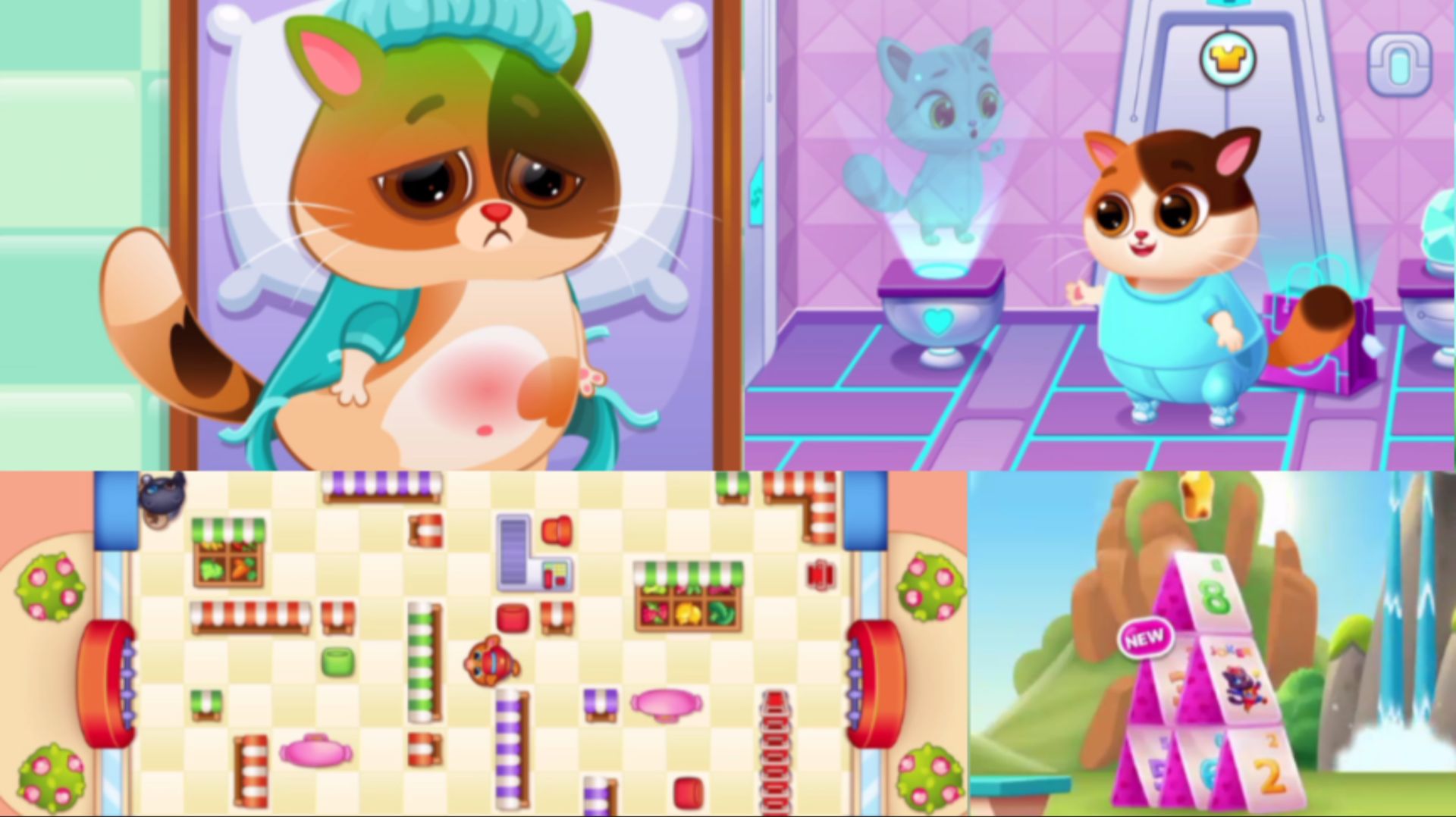 Обучалки-приключалки. Bubbu - My Virtual Pet Cat. №2. У Давида болит живот. Ищем котят. Новые игры.