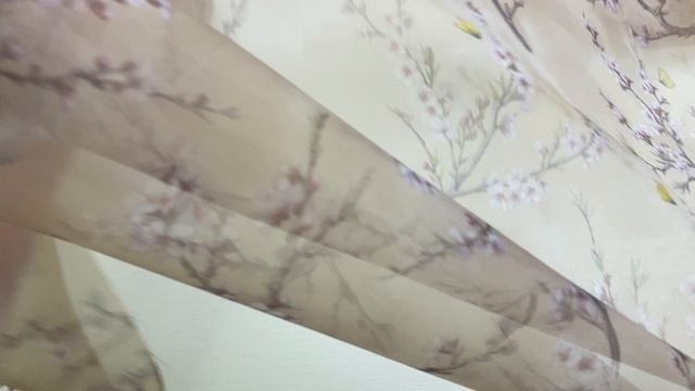 Органза бежевого цвета с принтом цветущая веточка 26408 смотреть онлайн