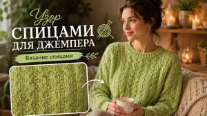 Красивый узор спицами для джемпера | Простое и эффектное вязание