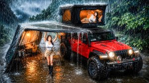 Kirin Camp - HEAVY RAIN ☔️ CAMPING IN A ROOFTOP TRUCK CAMPER