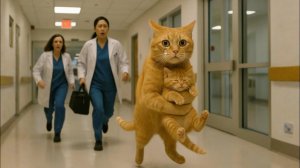 Котенок ест испорченную еду, у него болит живот, мама-кошка в панике отвозит его ночью в отделение н