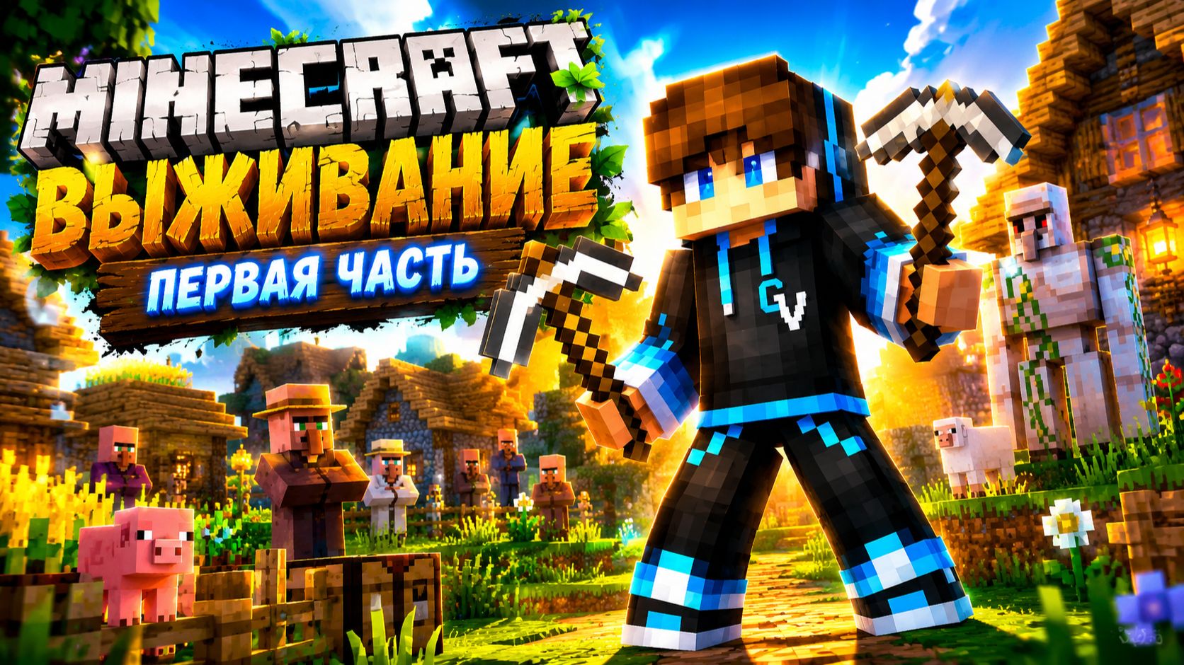 Minecraft Выживание #1 | Первые инструменты, железо и найденная деревня! смотреть онлайн