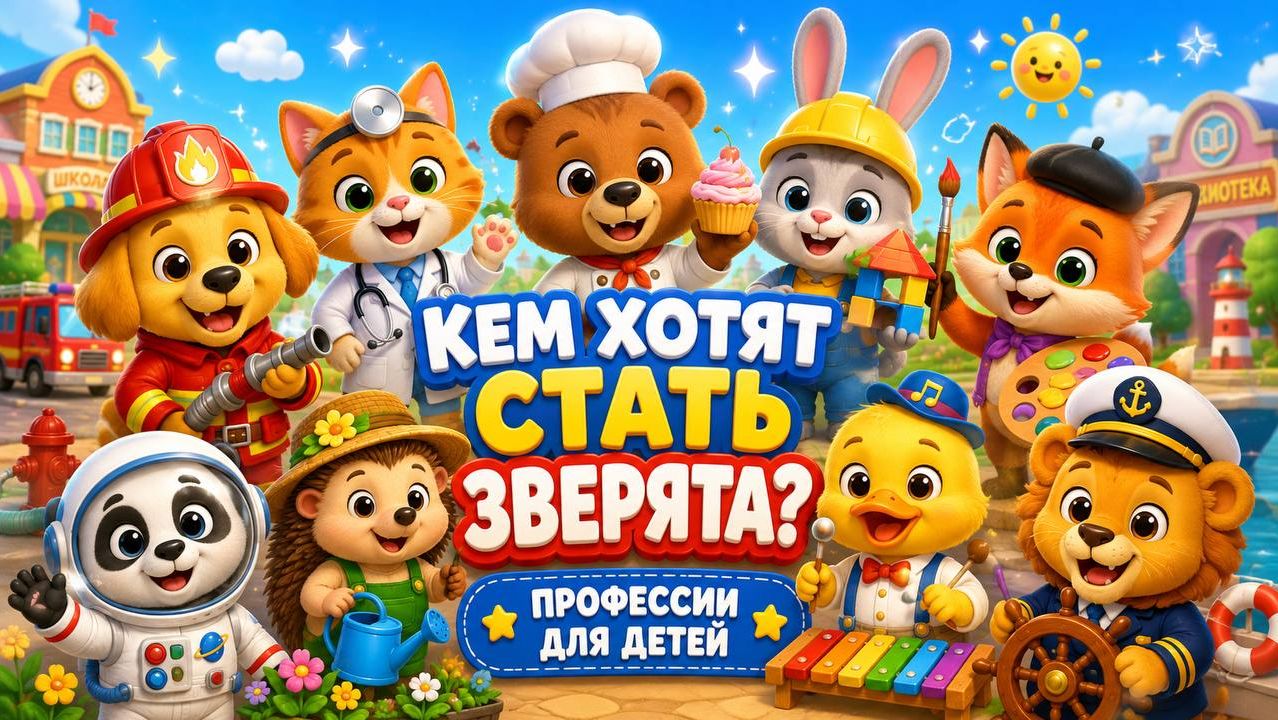 Кем хотят стать зверята? Профессии для детей | Пум-пум смотреть онлайн