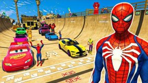 ЧЕЛОВЕК-ПАУК против ХАЛКА: Невозможные гонки на автомобилях с прыжками | GTA V