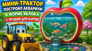 Мультфильм: Мини-трактор построил аквариум в форме яблока с прудом для карпов!