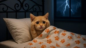 Боясь грома и молнии, котенок получает теплый и любящий приют от мамы-кошки