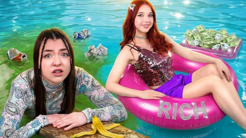 Вечеринка у Бассейна за $1 vs 10000$ Богатая vs Бедная Девушки смотреть онлайн