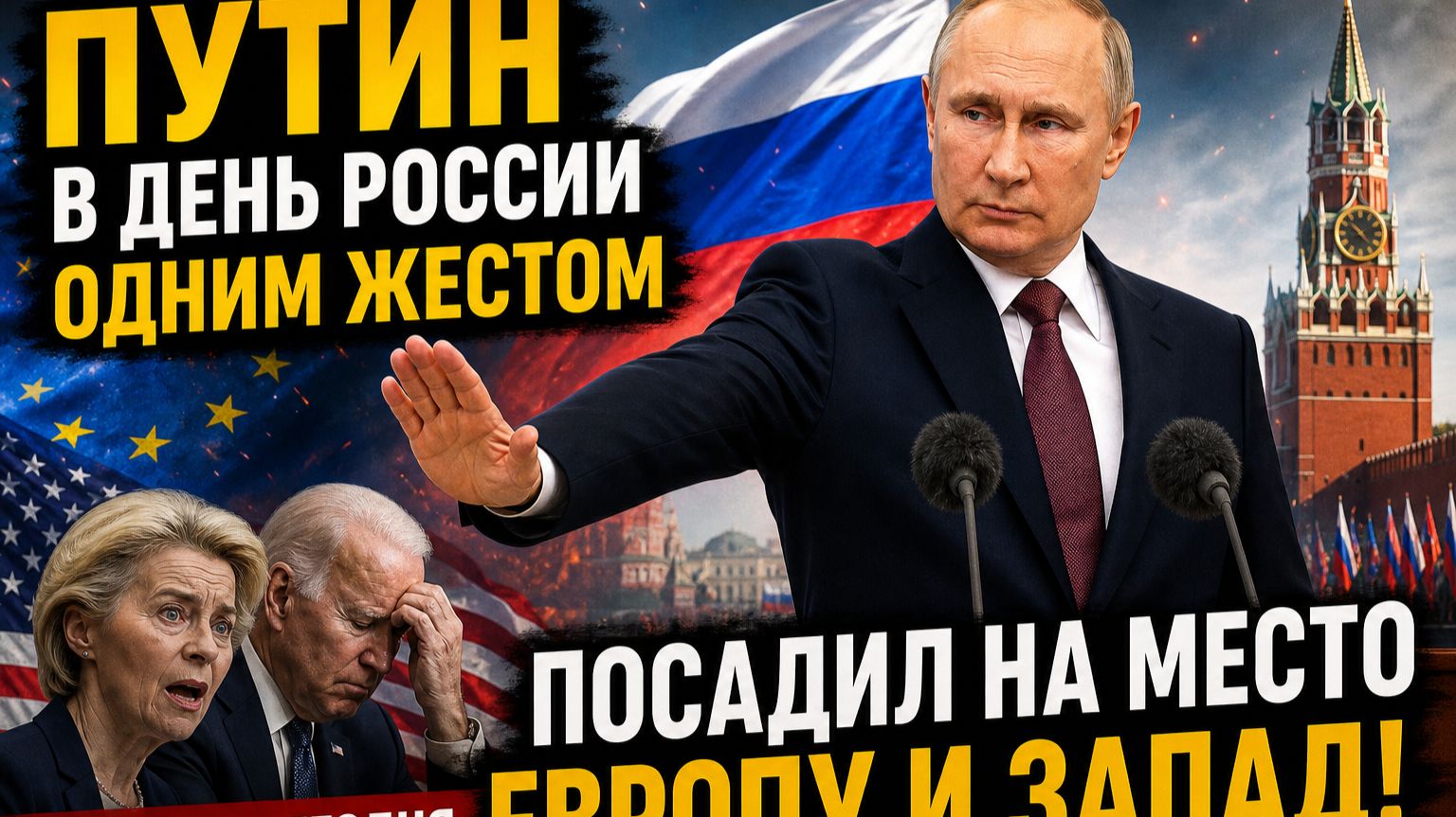 ⚡️💥ПУТИН В ДЕНЬ РОССИИ ОДНИМ ЖЕСТОМ ПОСАДИЛ НА МЕСТО ЕРОПУ И ЗАПАД! НОВОСТИ СЕГОДНЯ