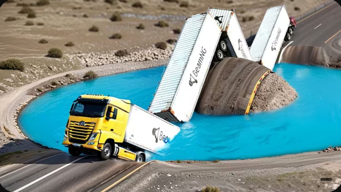 Автомобили против глубокой воды, шипов и недостроенной дороги ▶️ BeamNG Drive