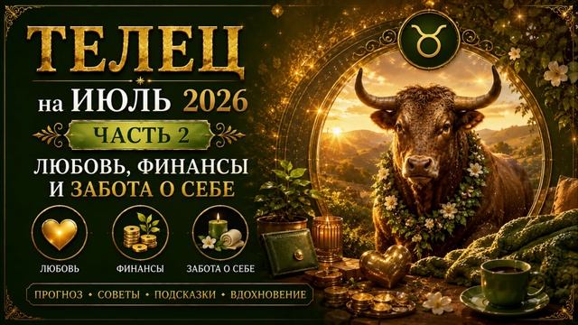 ♉ Телец на июль 2026. Часть 2 — Любовь, деньги и забота о себе