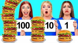 1, 10 или 100 Слоев еды Челлендж