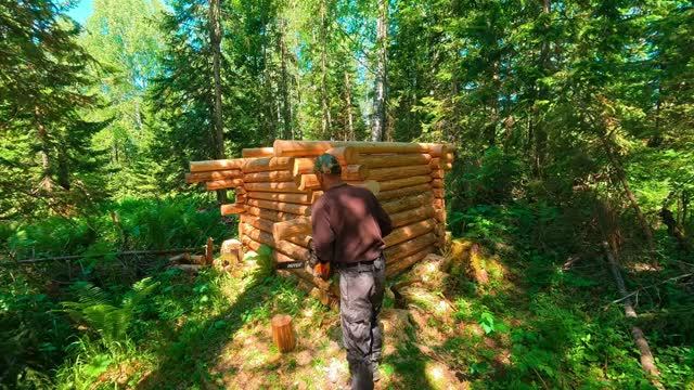 МЕСЯЦ В ТАЙГЕ. МЕДВЕДИ ОКРУЖИЛИ ИЗБУ. СТРОЮ КРАСИВЫЙ ДОМ ИЗ ПОВАЛЕННЫХ ВЕТРОМ ДЕРЕВЬЕВ. смотреть онлайн