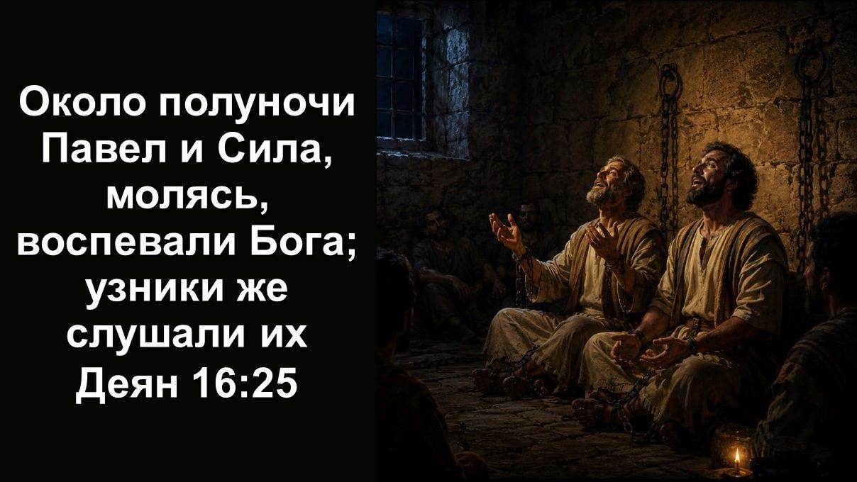 Около полуночи Павел и Сила, молясь, воспевали Бога; узники же слушали их (Деян 16:25)