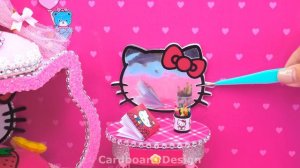 Сделайте домик Hello Kitty со спальней с двуспальной кроватью и туалетным столиком из картона ❤️ Мин