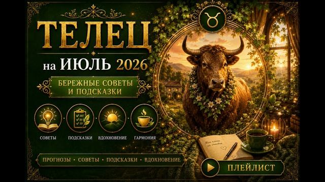 🌿 Телец на июль 2026 — бережные советы и подсказки